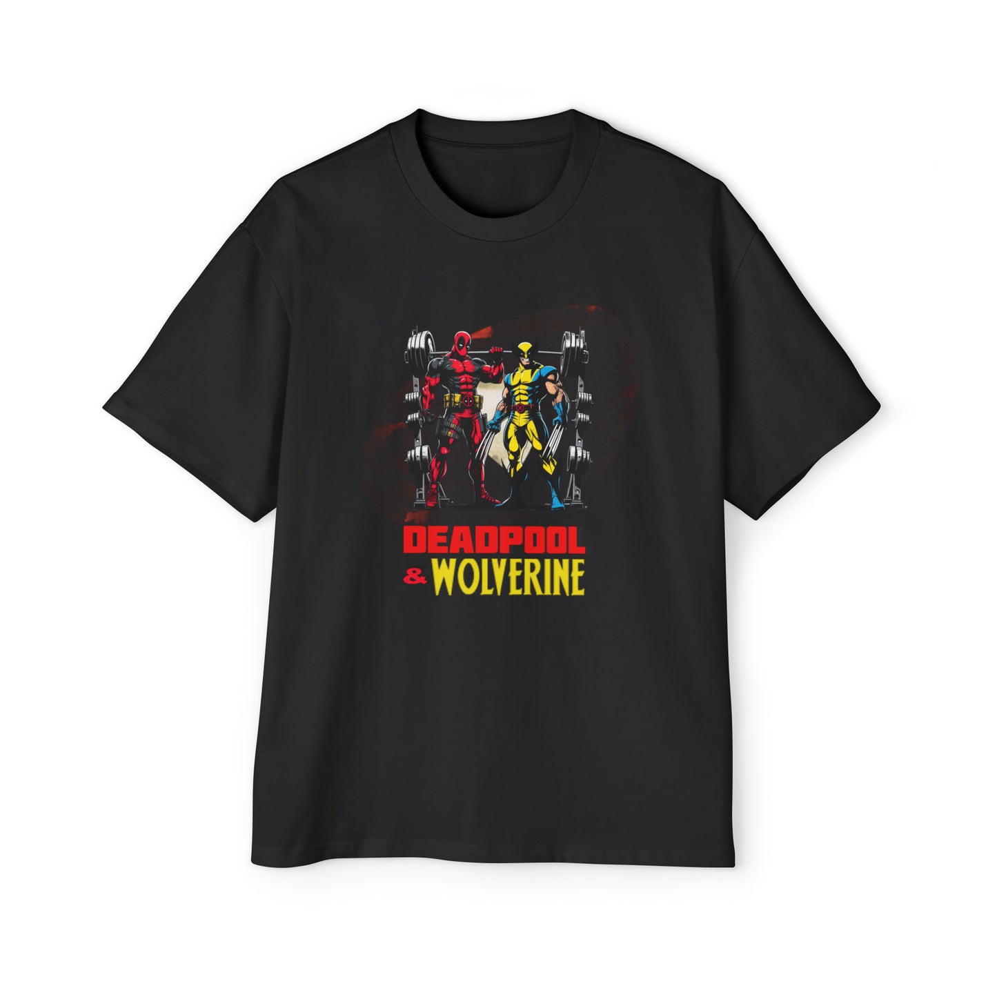 Deadpool and Wolverine weightlifting T-shirt