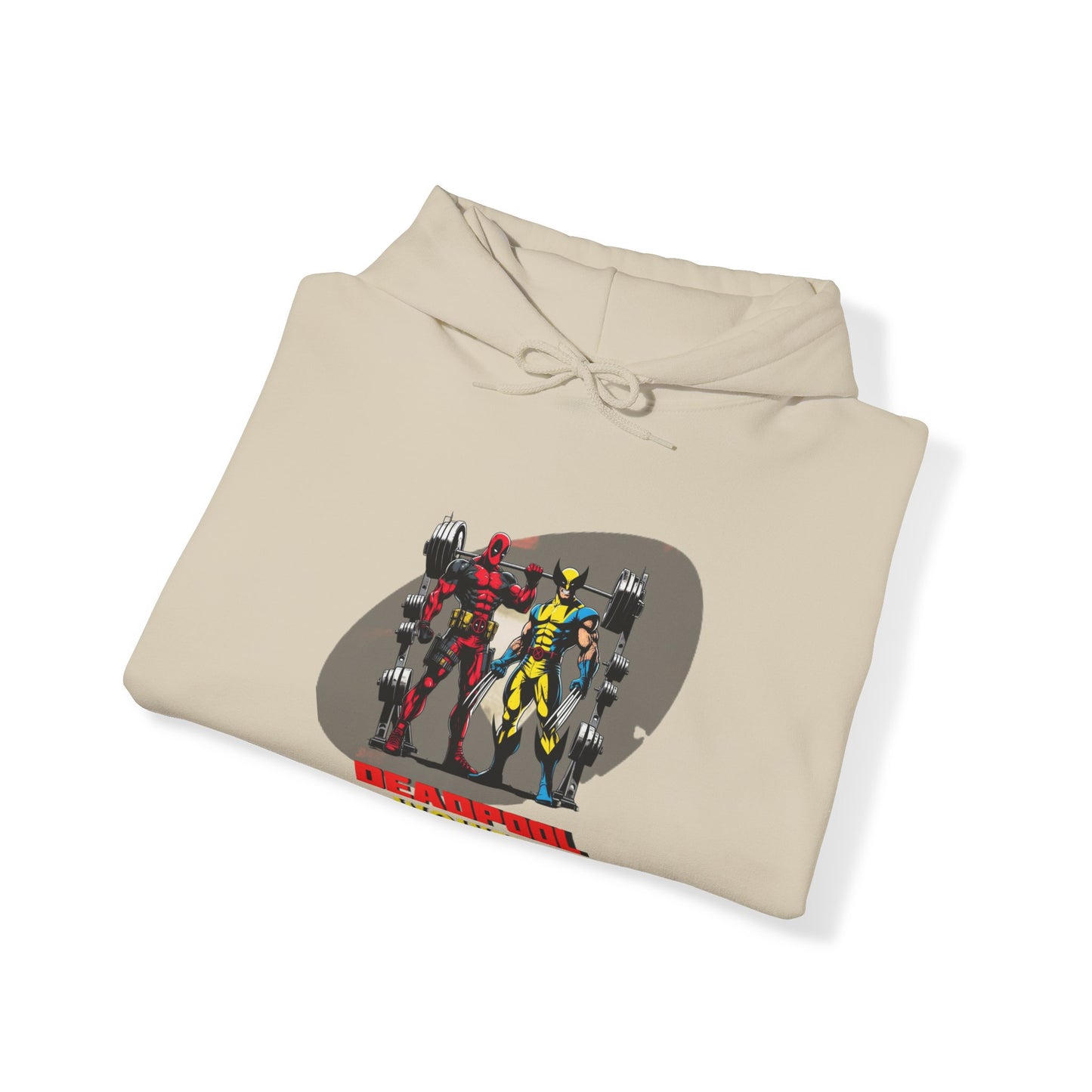 Deadpool and Wolverine weightlifting hoodie