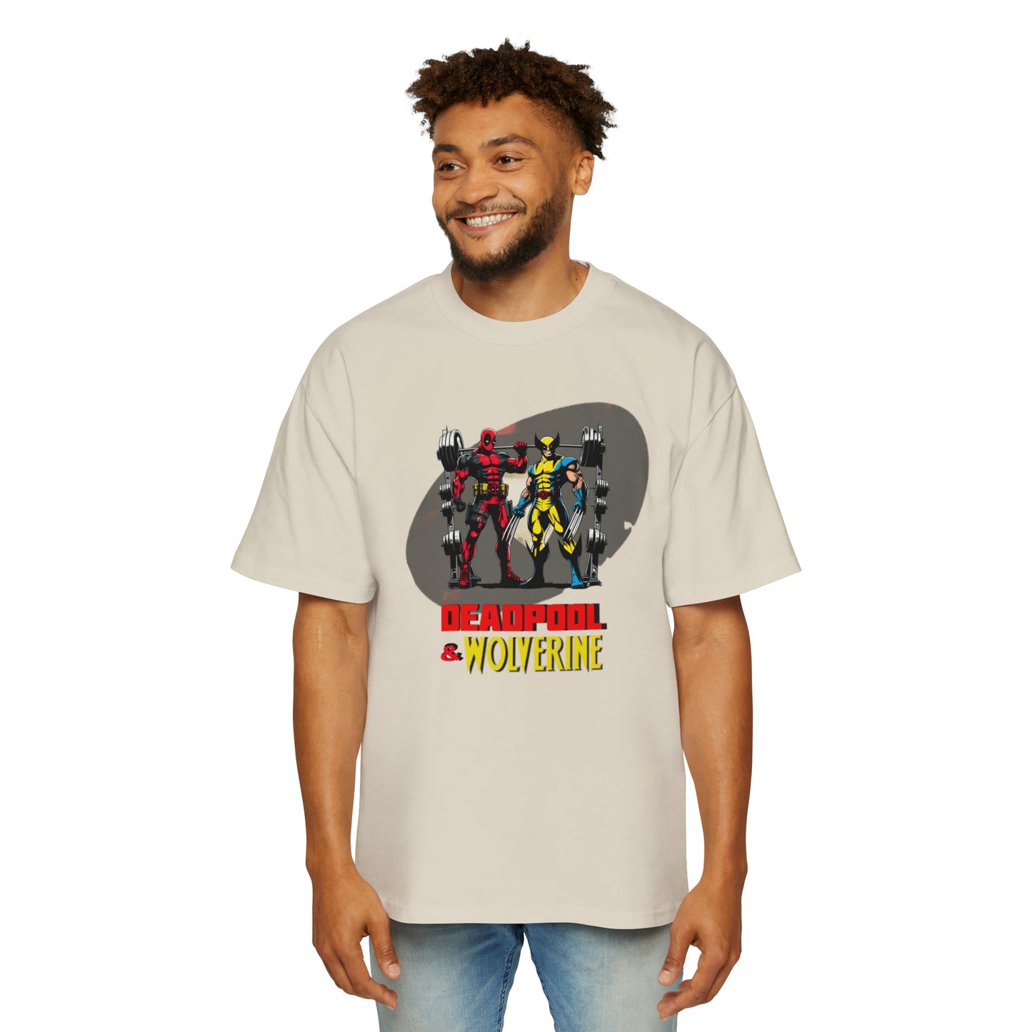 Deadpool and Wolverine weightlifting T-shirt