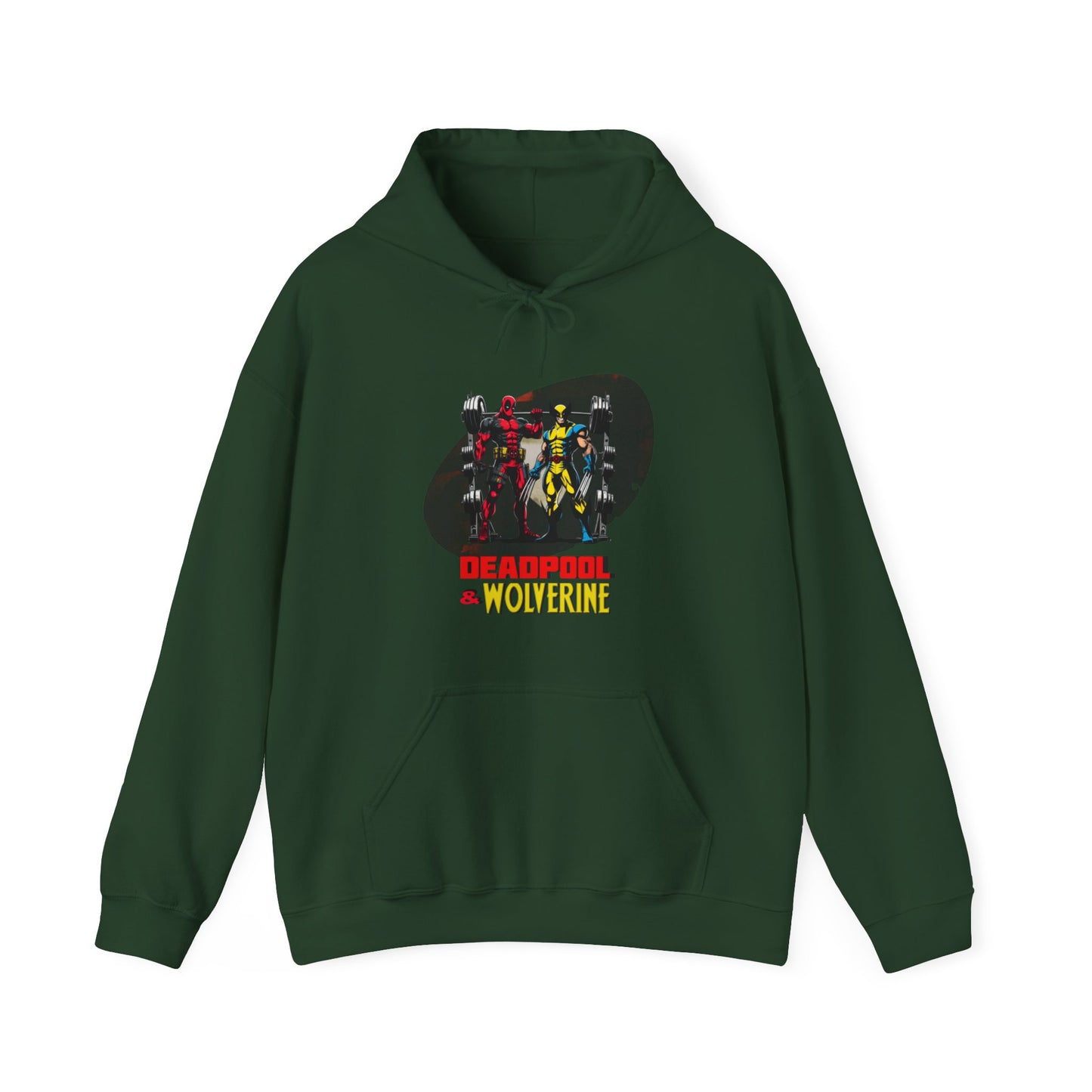 Deadpool and Wolverine weightlifting hoodie